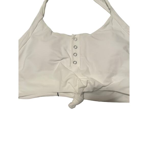 NWT Zaful Women's Two Piece White Swimsuit Bikini Ties Halter Size Medium/6 - Picture 2 of 7